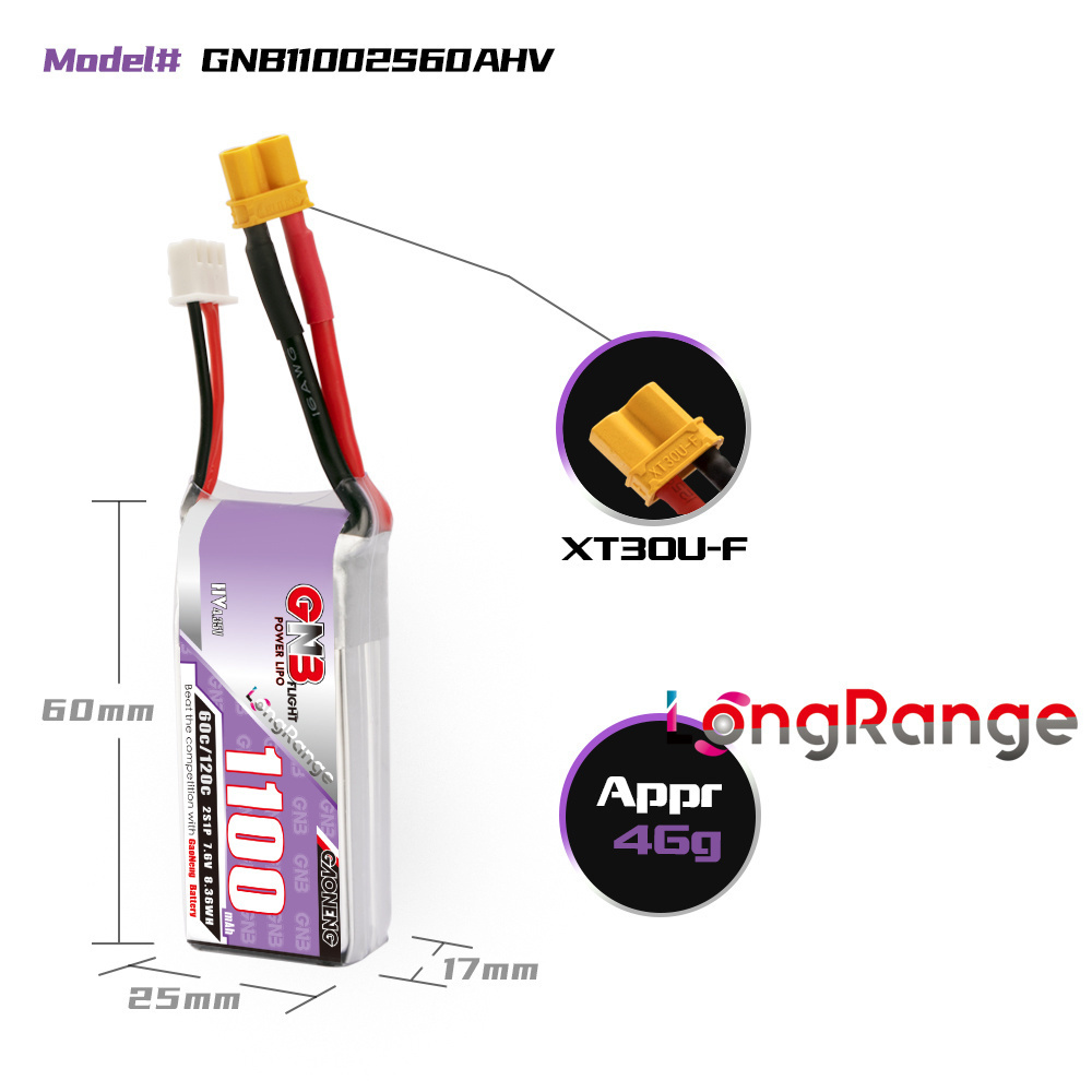 GNB 1100mAh 2S 3S 4S 6S 60C/12 - Drone Battery 4S recensie en prijs