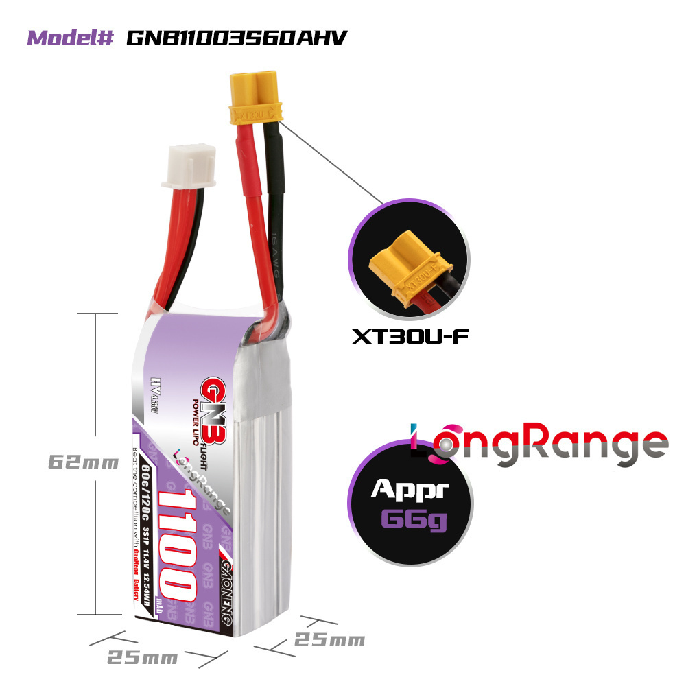 GNB 1100mAh 2S 3S 4S 6S 60C/12 - Drone Battery 4S recensie en prijs